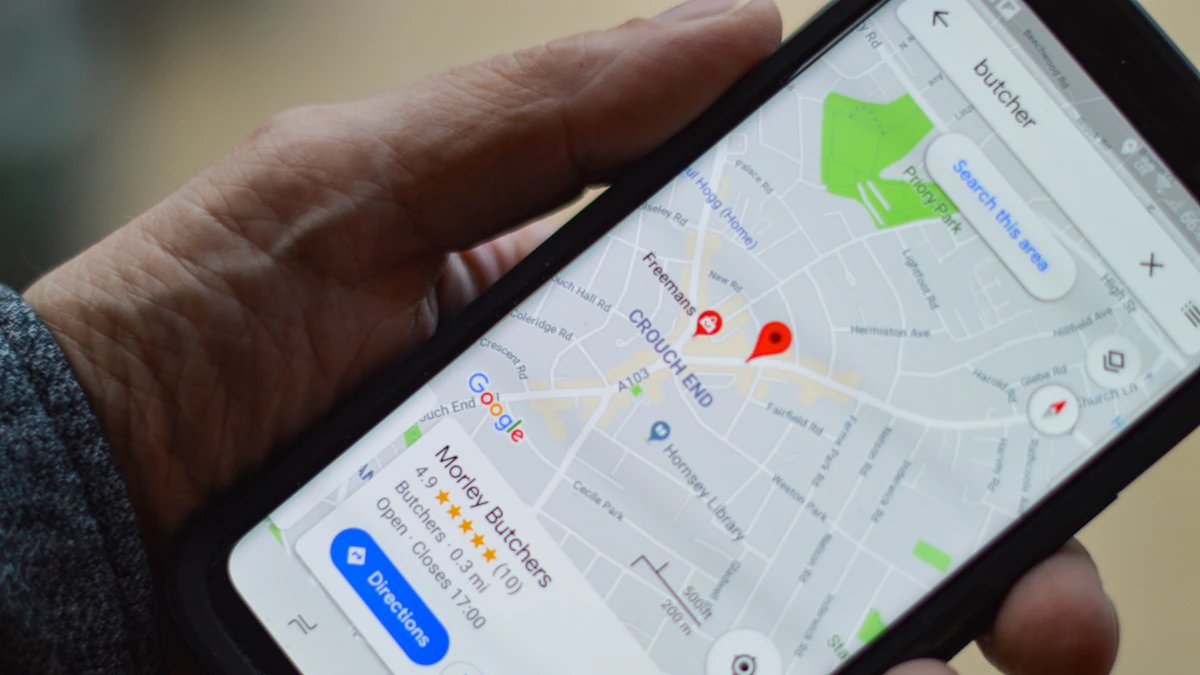 Google Maps on a smartphone showing a local business search with star ratings