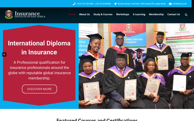 Homepage of the Insurance Institute of East Africa website