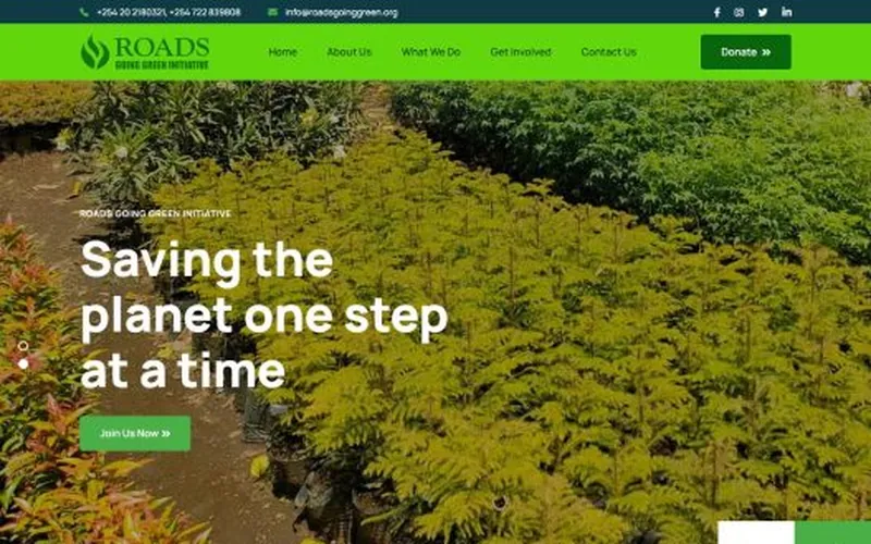Homepage of the Roads Going Green Initiative website